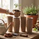 Macetas de turba para plántulas, biodegradables, 8 cm, 40 unidades, de pulpa, marrones, para la germinación de semillas y el cultivo previo en el jardín 8