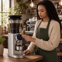 Macina caffè BioloMix 48 gradi di macinatura Supporto rimovibile per portafiltro 51–53 e 58 mm Macine coniche Argento Per espresso e french press 7
