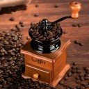 Macina caffè manuale in stile retrò con coltello in ceramica Armadietto di legno con cassetto per caffè macinato Ciotola metallica e manovella 9,5 x 3