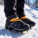 Mačky na buty 10 zębów 1 para Regulowana wielkość EU 30–50 Stal manganowa Nylonowe paski Czarne Z torbą Na lód śnieg i turystykę 4