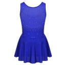 Mädchen Ballettkleid ohne Ärmel mit Strasssteinen und Rock, Netzdekolleté, Nylon Polyester Elasthan, Tanztrikot für Ballett 10