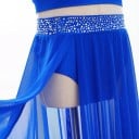 Mädchen lange Tanzrock mit Strassgürtel und mehrlagigem transparentem Tüll, Polyester, für Ballett, Gymnastik und Auftritte 9