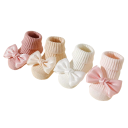 Mädchen Socken 4 Paare Bunte Socken mit Schleife Polyester Baumwolle Elastische Bequeme Socken für Kinder für den täglichen Gebrauch 3