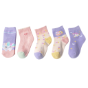Mädchen Socken 5 Paare Bunte Socken mit Einhornmotiven Polyester Elasthan Elastische bequeme Socken für Kinder 2