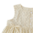 Mädchen Sommer Set mit ärmellosem Oberteil mit breiten Trägern und Gummihosen Beiges Set mit schwarzen Punkten 6