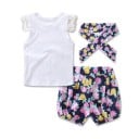 Mädchen Sommer Set mit Blumen - Top, Shorts und Schal 5