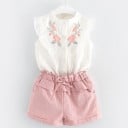 Mädchen Sommer Set - Rosen - Weiß 1