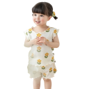 Mädchen Sommer Set T-Shirt mit kurzen Ärmeln und Shorts Raffung Rundhalsausschnitt Set mit Blumenmuster 3