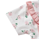 Mädchen Sommerkleider mit Blumenmuster und Kragen mit kurzen Ärmeln und 3D Blümchen für die Kleinsten 5