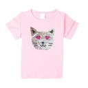 Mädchen-T-Shirt mit einer Katze J465 10