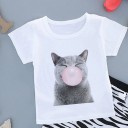 Mädchen-T-Shirt mit einer Katze B