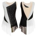 Mädchen Tanzkleid mit asymmetrischem Rock und dekorativen Strasssteinen Polyester Elasthan für Auftritte und Tanz 2