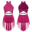 Mädchen Tanzkleid mit Ausschnitten und Tüllrock Polyester Elastan für Auftritte Szenischer und Moderner Tanz 2