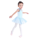 Mädchen Tanzkleid mit kurzen Puffärmeln und leichter Chiffon-Rock, Baumwoll-Body mit Elasthan für Ballett, Tanz und Gymnastik 3