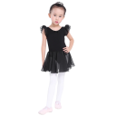 Mädchen Tanzkleid mit kurzen Puffärmeln und leichter Chiffon-Rock, Baumwoll-Body mit Elasthan für Ballett, Tanz und Gymnastik 5