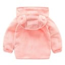 Mädchen Winterjacke mit Reißverschluss aus Plüsch mit Kapuze und Ohren Warmer Baumwoll-Polyester Mantel für Kinder Wärmende 2