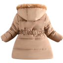 Mädchen Winterjacke Mit Reißverschluss und Druckknöpfen Taschen mit Pompons Kapuze mit Fell Einfarbige Winterwärmende Jacke Baumwolle Polyester Dekorative Details 2