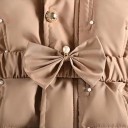 Mädchen Winterjacke Mit Reißverschluss und Druckknöpfen Taschen mit Pompons Kapuze mit Fell Einfarbige Winterwärmende Jacke Baumwolle Polyester Dekorative Details 6