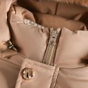 Mädchen Winterjacke Mit Reißverschluss und Druckknöpfen Taschen mit Pompons Kapuze mit Fell Einfarbige Winterwärmende Jacke Baumwolle Polyester Dekorative Details 7