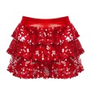 Mädchenrock Einfarbig mit Raffung und Pailletten Über dem Knie Polyester Festlicher Glitzerrock für Mädchen 4