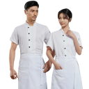 Μαγειρική μπλούζα κοντό μανίκι με γιακά και κουμπιά από πολυεστέρα επαγγελματική ένδυση για κουζίνα γαστρονομικά ρούχα 6