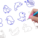 Magic Drawing Book Animals with Disappearing Pen 12 × 17 cm Reusable Drawing Book for Children to Trace 2