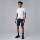 Maglia da ciclismo da uomo con maniche corte Zip a tutta lunghezza 90 % poliestere e 10 % Lycra Bianca con pois neri e dettagli turchesi 4