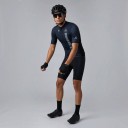 Maglia da ciclismo da uomo con maniche corte Zip a tutta lunghezza Materiale elastico 90 % poliestere e 10 % Lycra A righe blu scuro 3