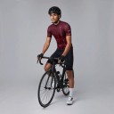 Maglia da ciclismo da uomo con maniche corte Zip a tutta lunghezza Materiale elastico 90 % poliestere e 10 % Lycra Vino con motivo rosso 3