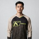 Maglia da motocross a maniche lunghe in beige e nero oliva con motivo geometrico e scollo a V per moto e guida off-road 2