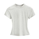 Maglietta aderente da donna con maniche corte Scollo rotondo semplice Top elastico elegante per uso quotidiano Maglietta slim 13