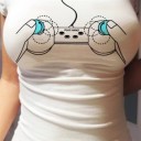 Maglietta bianca da donna con stampa divertente B197 1