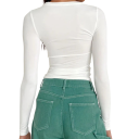 Maglietta elastica da donna a maniche lunghe Top semplice e liscio Design minimalista aderente Maglietta elegante monocolore per uso quotidiano 2