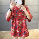 Maglietta oversize da donna con motivo 19