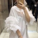 Maglietta oversize da donna con volant 5