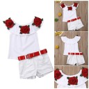 Maglietta per ragazze con rose e pantaloni corti L1116 1