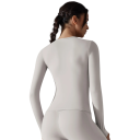 Maglietta sportiva elastica a maniche lunghe Top aderente senza cuciture Biancheria funzionale ad asciugatura rapida per allenamento Yoga Fitness Esercizi 2