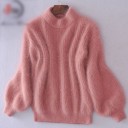 Maglione a collo alto peloso da donna 4