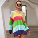 Maglione a righe da donna G348 2