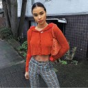 Maglione corto da donna con cappuccio 1