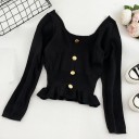 Maglione da donna con bottoni e volant 3