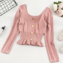 Maglione da donna con bottoni e volant 5