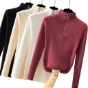 Maglione da donna con colletto alto e zip a metà Elegant maglione monocolore in acrilico e cotone con maniche lunghe Top invernale comodo in vari colori 7