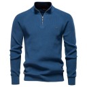 Maglione da uomo a maniche lunghe con colletto alto Maglione elasticizzato in cotone con zip a metà Colore unico maglione moderno disponibile in più colori 6