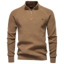 Maglione da uomo a maniche lunghe con colletto alto Maglione elasticizzato in cotone con zip a metà Colore unico maglione moderno disponibile in più colori 14