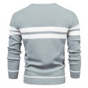 Maglione da uomo a maniche lunghe con collo alto Slim maglione lavorato a maglia con scollatura a V Monocromatico con 3 strisce bianche Caldo Poliestere Cotone Vari colori 16
