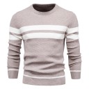 Maglione da uomo a maniche lunghe con collo alto Slim maglione lavorato a maglia con scollatura a V Monocromatico con 3 strisce bianche Caldo Poliestere Cotone Vari colori 6