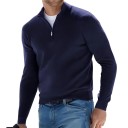 Maglione da uomo a maniche lunghe Maglione lavorato a maglia monocolore con zip a metà Scollo a V Maglione elegante Diverse colorazioni 3
