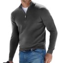 Maglione da uomo a maniche lunghe Maglione lavorato a maglia monocolore con zip a metà Scollo a V Maglione elegante Diverse colorazioni 9