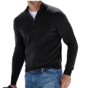 Maglione da uomo a maniche lunghe Maglione lavorato a maglia monocolore con zip a metà Scollo a V Maglione elegante Diverse colorazioni 4